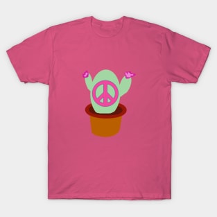 Bold and Bright Peace Sign Cactus T-Shirt